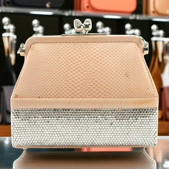 Judith Leiber Swarovski Crystal and Karung Skin Evening Bag with Access/Vintage - Picture 2 of 9